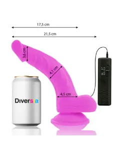 DIVERSIA DILDO REALISTICO FLEXIBLE CON VIBRACION LILA 215 CM O 45 CM 2