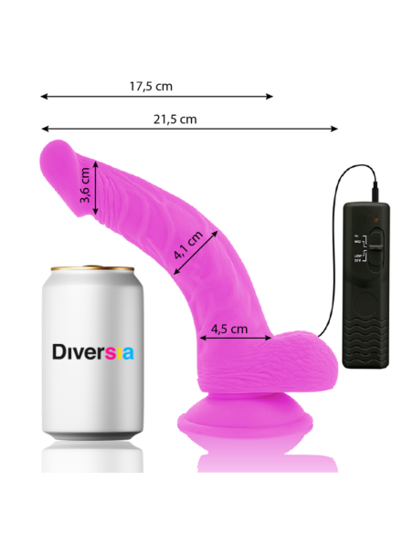 DIVERSIA DILDO REALISTICO FLEXIBLE CON VIBRACION LILA 215 CM O 45 CM