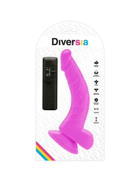 DIVERSIA DILDO REALISTICO FLEXIBLE CON VIBRACION LILA 215 CM O 45 CM