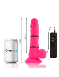DIVERSIA DILDO REALISTICO FLEXIBLE CON VIBRACION ROSA 205 CM O 42 CM 2