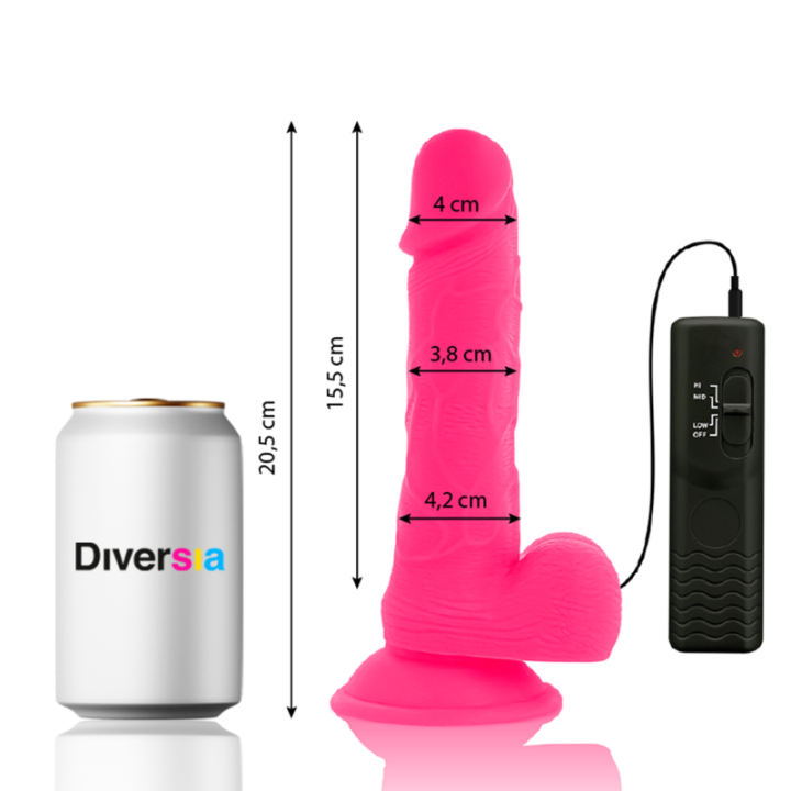 DIVERSIA DILDO REALISTICO FLEXIBLE CON VIBRACION ROSA 205 CM O 42 CM