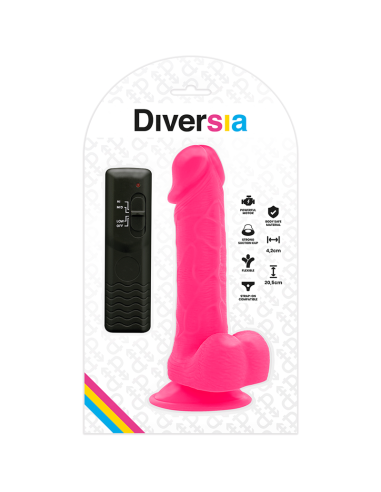 DIVERSIA DILDO REALISTICO FLEXIBLE CON VIBRACION ROSA 205 CM O 42 CM