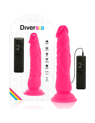 DIVERSIA DILDO REALISTICO FLEXIBLE CON VIBRACION ROSA 21 CM O 49 CM