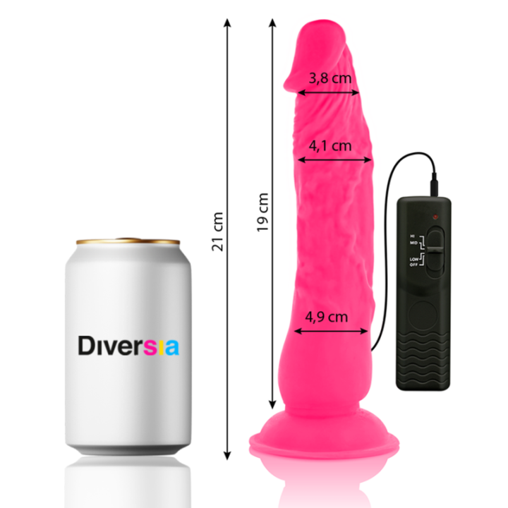 DIVERSIA DILDO REALISTICO FLEXIBLE CON VIBRACION ROSA 21 CM O 49 CM
