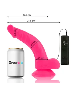 DIVERSIA DILDO REALISTICO FLEXIBLE CON VIBRACION ROSA 215 CM O 45 CM 2