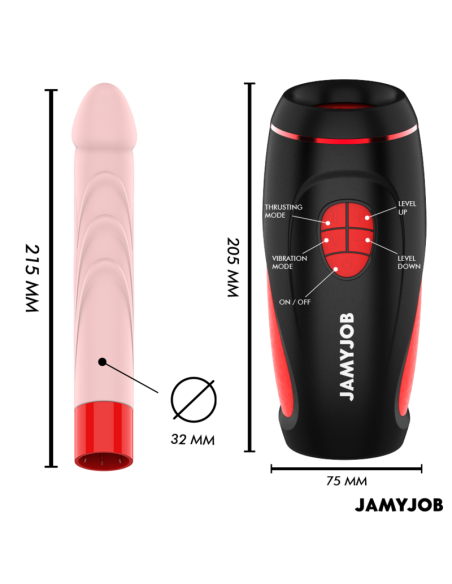 JAMYJOB PYSTON BASE MASTURBADOR AUTOMATICO CON DILDO CONTROL REMOTO