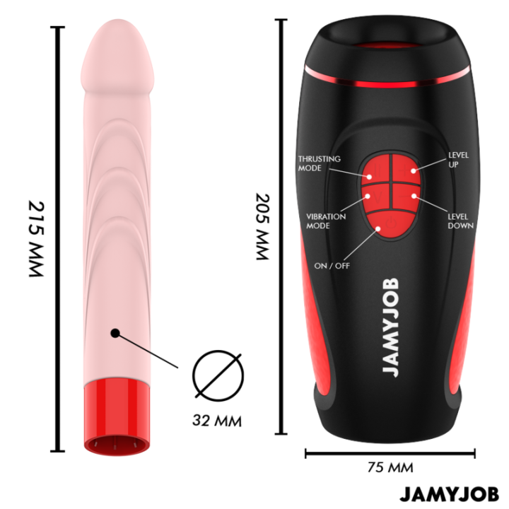 JAMYJOB PYSTON BASE MASTURBADOR AUTOMATICO CON DILDO CONTROL REMOTO