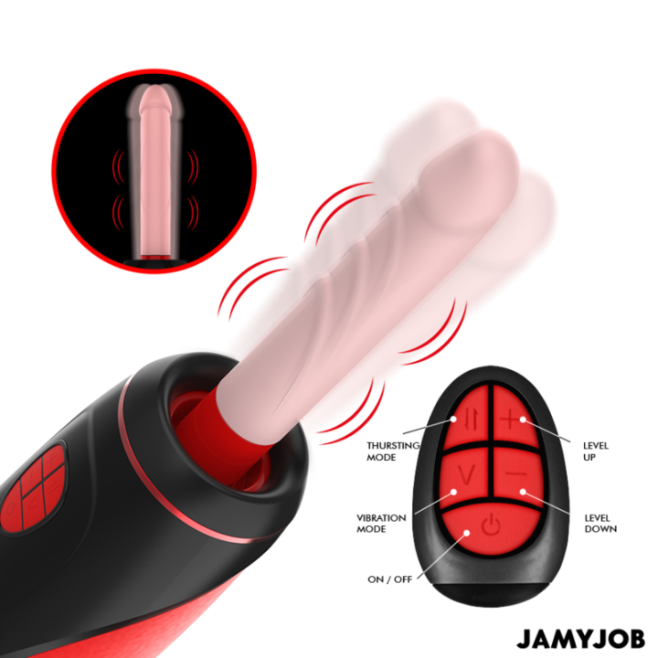 JAMYJOB PYSTON BASE MASTURBADOR AUTOMATICO CON DILDO CONTROL REMOTO