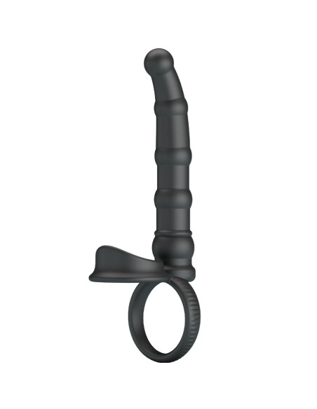 PRETTY LOVE TATUM ANILLO VIBRADOR PENE CON PLUG 10 VIBRACIONES NEGRO