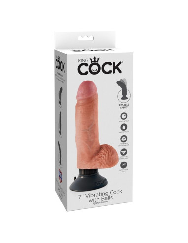 KING COCK DILDO VIBRADOR CON TESTICULOS 1778 CM NATURAL