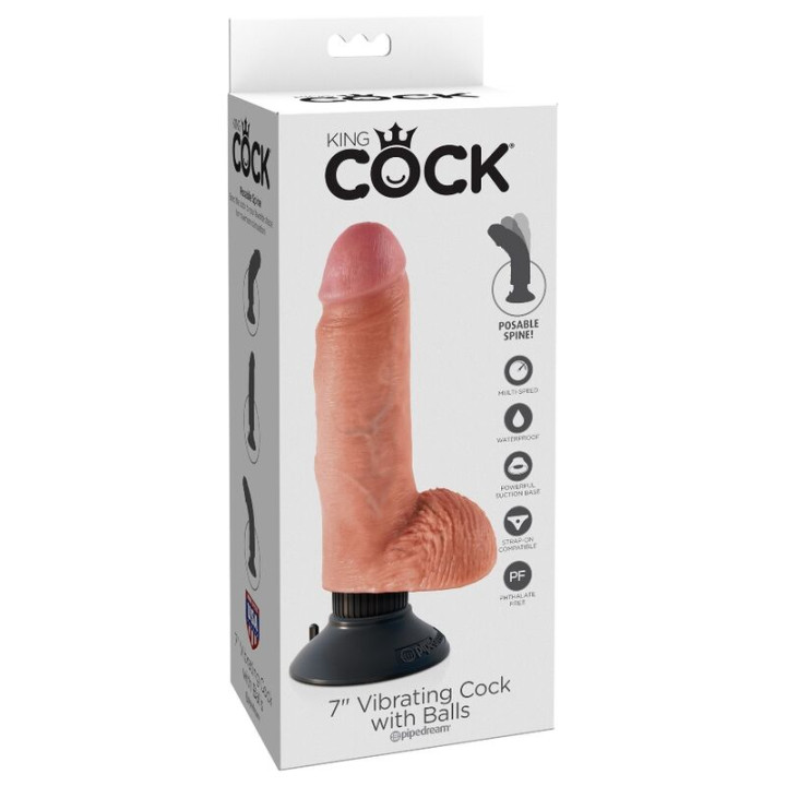 KING COCK DILDO VIBRADOR CON TESTICULOS 1778 CM NATURAL