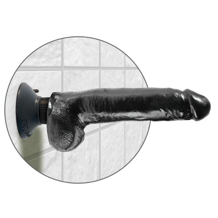 KING COCK DILDO VIBRADOR CON TESTICULOS 23 CM NEGRO