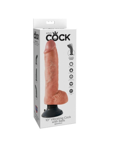 KING COCK DILDO VIBRADOR CON TESTICULOS 255 CM COLOR NATURAL