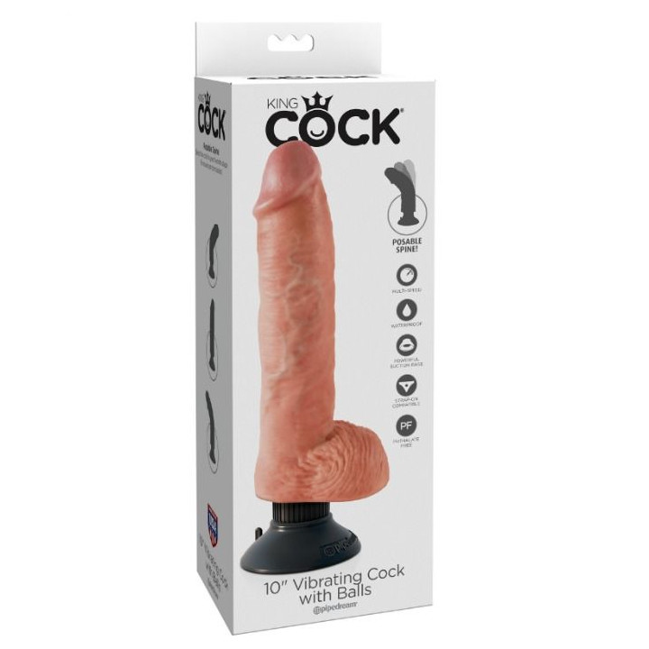 KING COCK DILDO VIBRADOR CON TESTICULOS 255 CM COLOR NATURAL