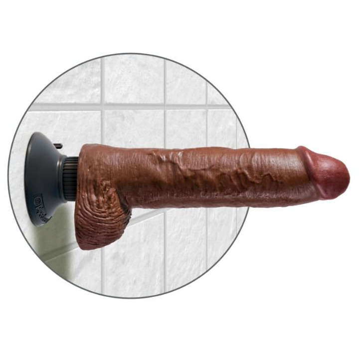 KING COCK DILDO VIBRADOR CON TESTICULOS 255 CM COLOR MARRON