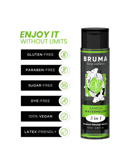 BRUMA ACEITE DE MASAJE PREMIUM EFECTO CALOR SABOR SANDAA 3 EN 1 100 ML