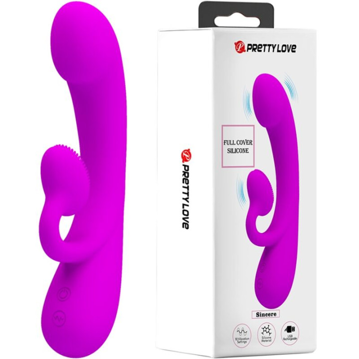 PRETTY LOVE SINCERE VIBRADOR Y ONDAS ESTIMULADORAS DE CLITORIS SILICONA MORADO