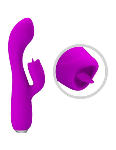 PRETTY LOVE GLORIA VIBRADOR CONEJO RECARGABLE IMPERMEABLE MORADO