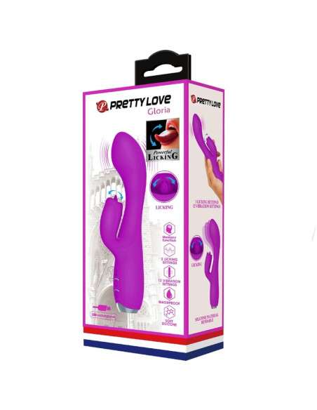 PRETTY LOVE GLORIA VIBRADOR CONEJO RECARGABLE IMPERMEABLE MORADO PRETTY LOVE GLORIA VIBRADOR CONEJO RECARGABLE IMPERMEABLE MORADO