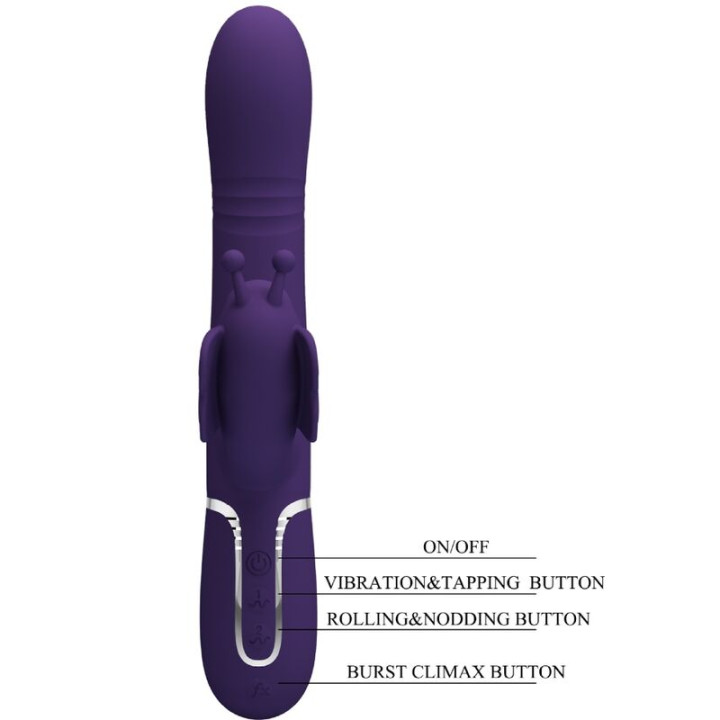 PRETTY LOVE VIBRADOR RABBIT MULTIFUNCION 4 EN 1 MARIPOSA MORADO