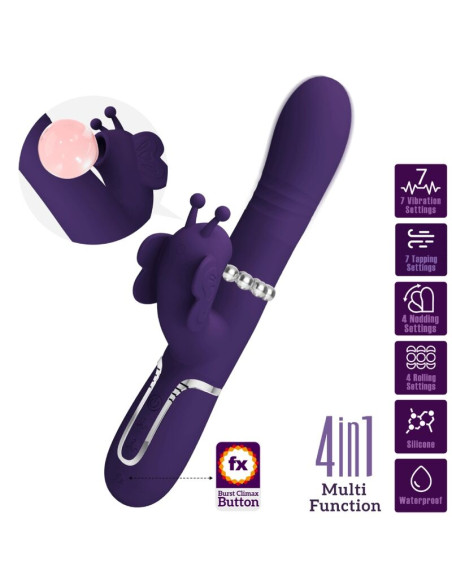 PRETTY LOVE VIBRADOR RABBIT MULTIFUNCION 4 EN 1 MARIPOSA MORADO PRETTY LOVE VIBRADOR RABBIT MULTIFUNCION 4 EN 1 MARIPOSA MORADO