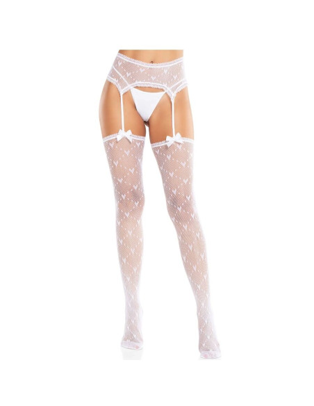 LEG AVENUE MEDIAS DE CORAZAN CON LIGAS BLANCO