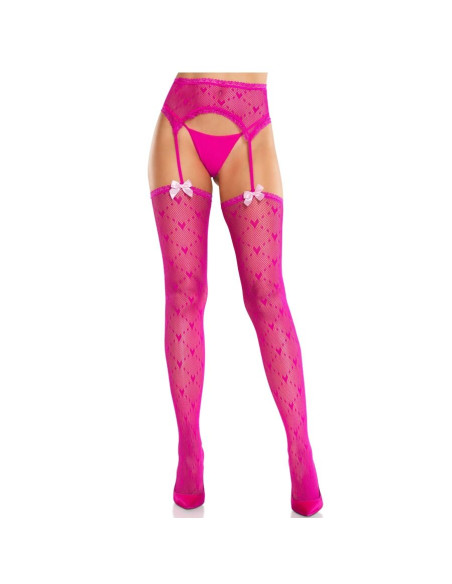 LEG AVENUE MEDIAS DE CORAZAN CON LIGAS MAGENTA