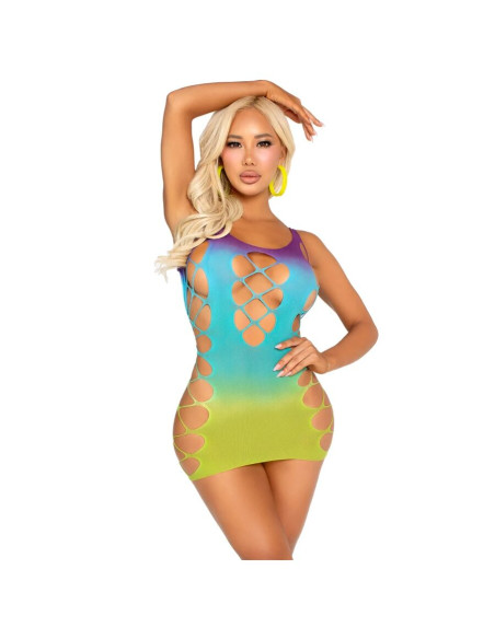 LEG AVENUE MINI VESTIDO SIN COSTURAS Y ABERTURAS OCEAN