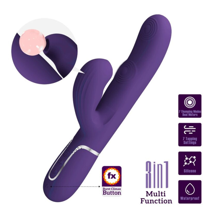 PRETTY LOVE PERLITA VIBRADOR PUNTO G 3 EN 1 MULTIFUNCION MORADO