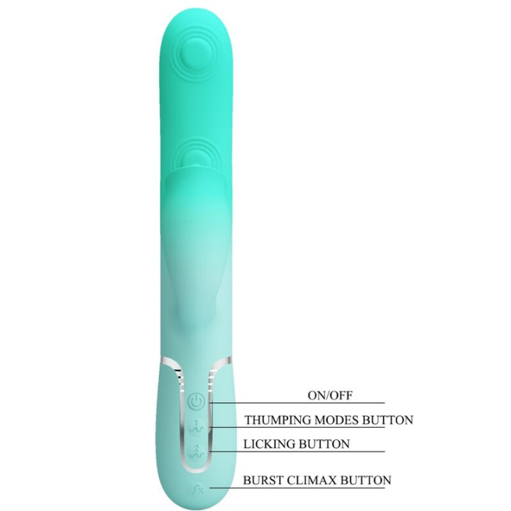 PRETTY LOVE GIGI VIBRADOR RABBIT MULTIFUNCION VERDE AGUA