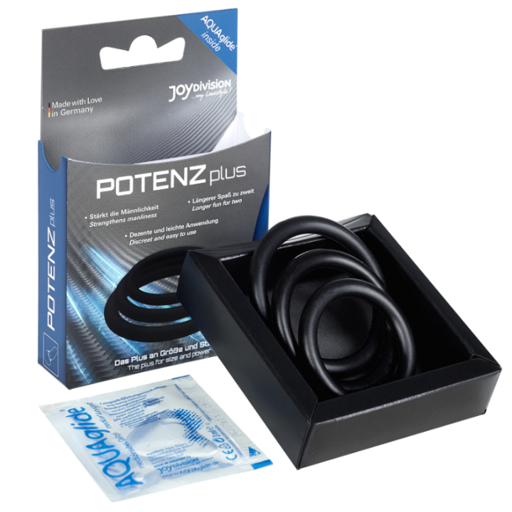 JOYDIVISION POTENZDUO PLUS PACK 3 ANILLOS PARA PENE NEGRO S M L