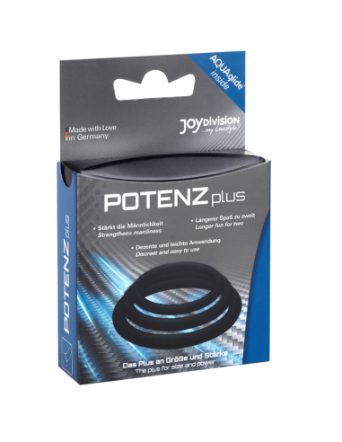 JOYDIVISION POTENZDUO PLUS PACK 3 ANILLOS PARA PENE NEGRO S M L