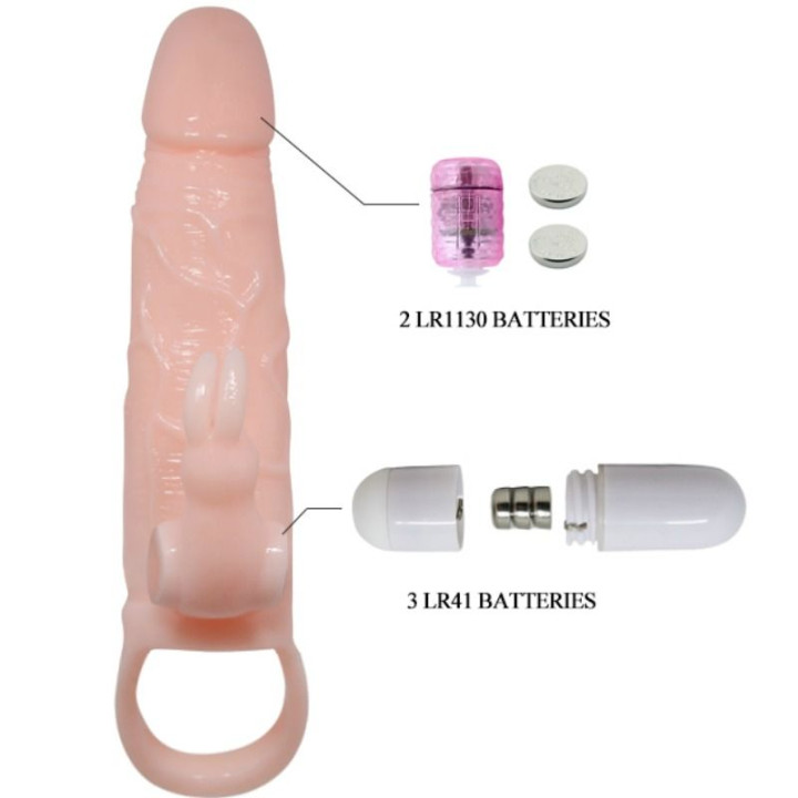 BAILE BRAVE MAN FUNDA PENE CON RABBIT VIBRADOR 165 CM NATURAL
