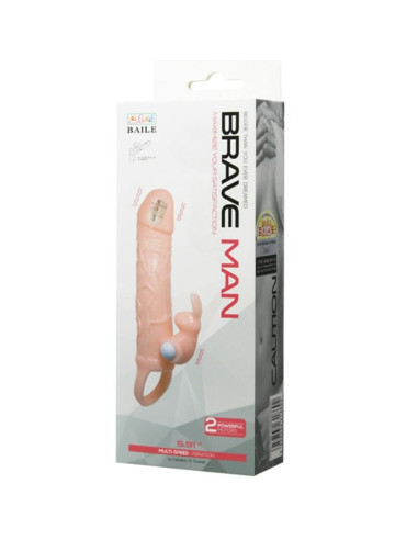 BAILE BRAVE MAN FUNDA PENE CON RABBIT VIBRADOR 165 CM NATURAL