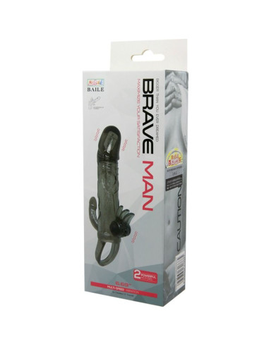 BAILE BRAVE MAN FUNDA PENE ANAL Y CLITORIS VIBRADOR 165 CM NEGRO