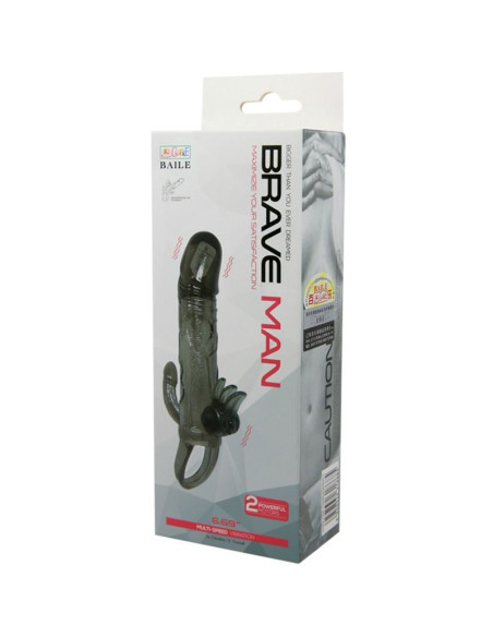 BAILE BRAVE MAN FUNDA PENE ANAL Y CLITORIS VIBRADOR 165 CM NEGRO