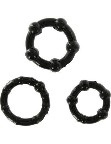 SEVEN CREATIONS JUEGO TRES ANILLOS PENE NEGRO