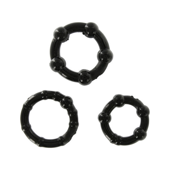 SEVEN CREATIONS JUEGO TRES ANILLOS PENE NEGRO