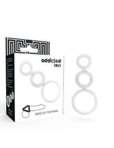 ADDICTED TOYS SET ANILLOS PENE Y TESTICULOS CLEAR