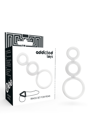 ADDICTED TOYS SET ANILLOS PENE Y TESTICULOS CLEAR