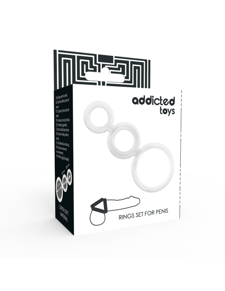 ADDICTED TOYS SET ANILLOS PENE Y TESTICULOS CLEAR ADDICTED TOYS SET ANILLOS PENE Y TESTICULOS CLEAR