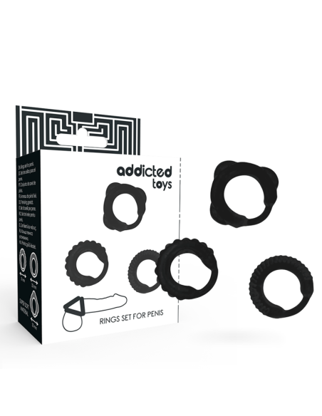 ADDICTED TOYS SET 3 ANILLOS PENE NEGRO