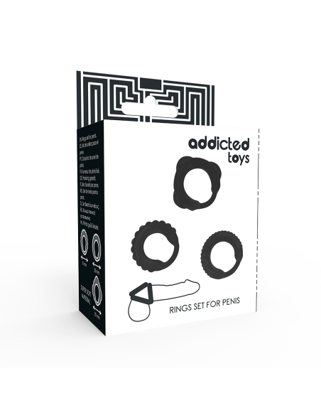ADDICTED TOYS SET 3 ANILLOS PENE NEGRO