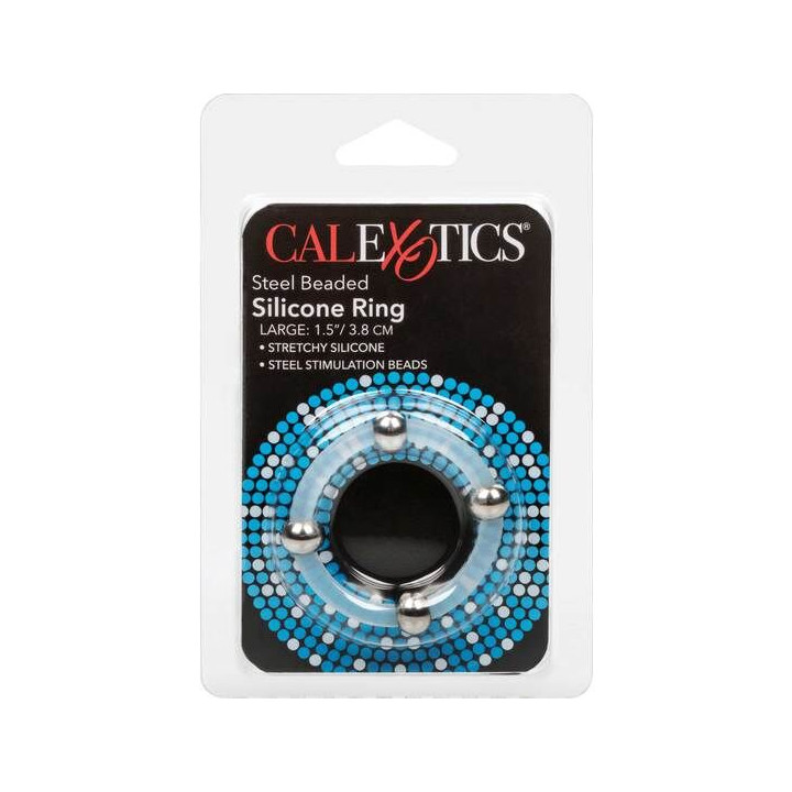 CALEXOTICS ANILLO DE SILICONA CON CUENTAS DE ACERO TALLA L