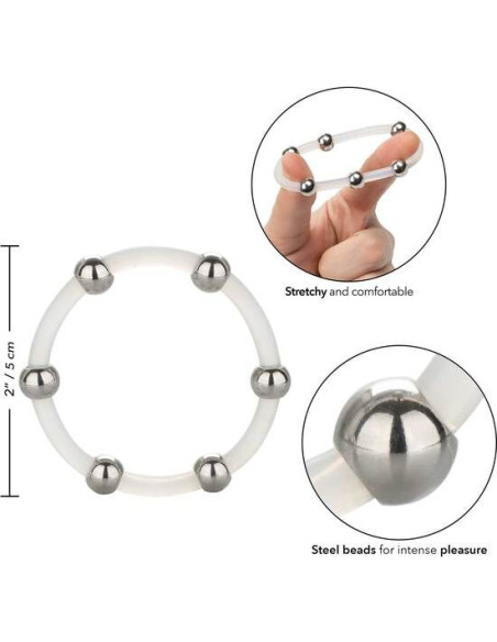CALEXOTICS ANILLO DE SILICONA CON CUENTAS DE ACERO TALLA XL