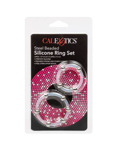 CALEXOTICS KIT DE 2 UDS ANILLO DE SILICONA CON CUENTAS DE ACERO