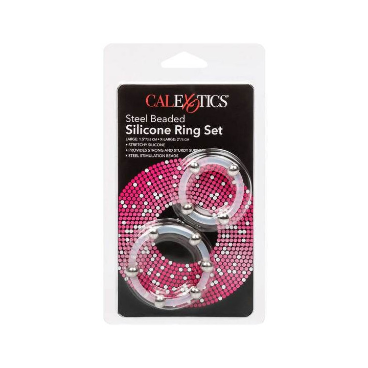 CALEXOTICS KIT DE 2 UDS ANILLO DE SILICONA CON CUENTAS DE ACERO