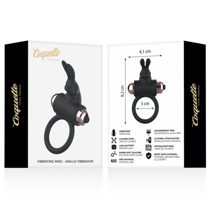 COQUETTE CHIC DESIRE COCK RING ANILLO VIBRADOR NEGRO GOLD