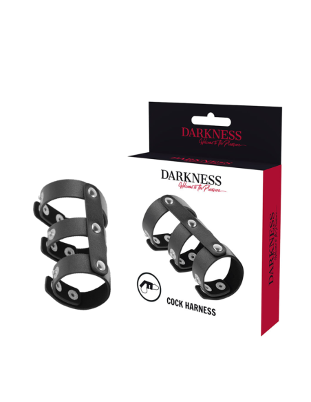 DARKNESS ANILLO DOBLE PENE Y TESTICULOS AJUSTABLE LEATHER DARKNESS ANILLO DOBLE PENE Y TESTICULOS AJUSTABLE LEATHER