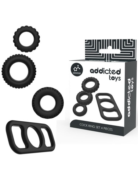 ADDICTED TOYS SET 4 ANILLOS SILICONA PARA EL PENE ADDICTED TOYS SET 4 ANILLOS SILICONA PARA EL PENE